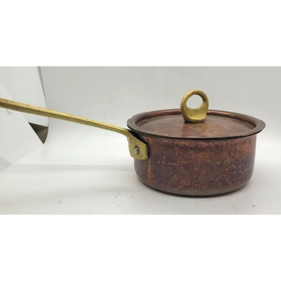 Vintage Triple-Ply Copper & Brass Saucepan With Lid chef cottagecore korean - Picture 1 of 7